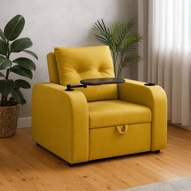 Reclinex World 1 Seater Single Solid Wood, Metal Pull Out Sofa Cum Bed