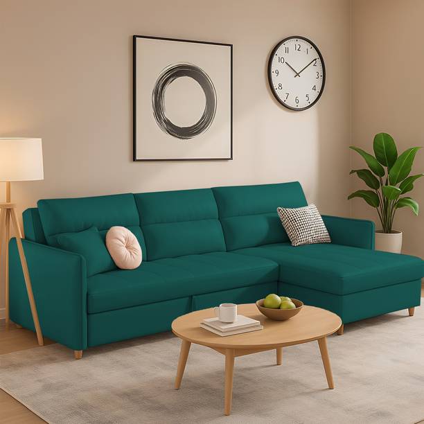 MintCasa Floster 4 Seater LHS Double Foam Pull Out Sofa Cum Bed - Pre-assembled 4 Seater Double Foam Pull Out Sofa Cum Bed