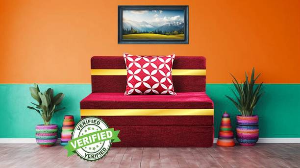 Little Smile 3X6 size for 1 Person- Moshi Fabric Washable Cover 1 Seater Single Foam Fold Out Sofa Cum Bed