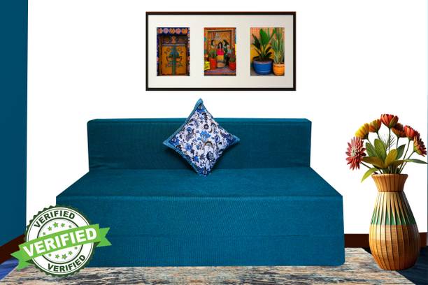 Little Smile 3X6 size for 1 Person- Jute Fabric Washable Cover 1 Seater Single Foam Fold Out Sofa Cum Bed
