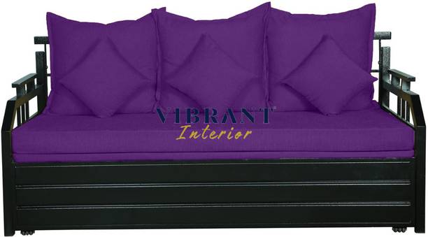 Vibrant Interior BALASAM PURPLE 6X6 3 Seater Double Metal Pull Out Sofa Cum Bed