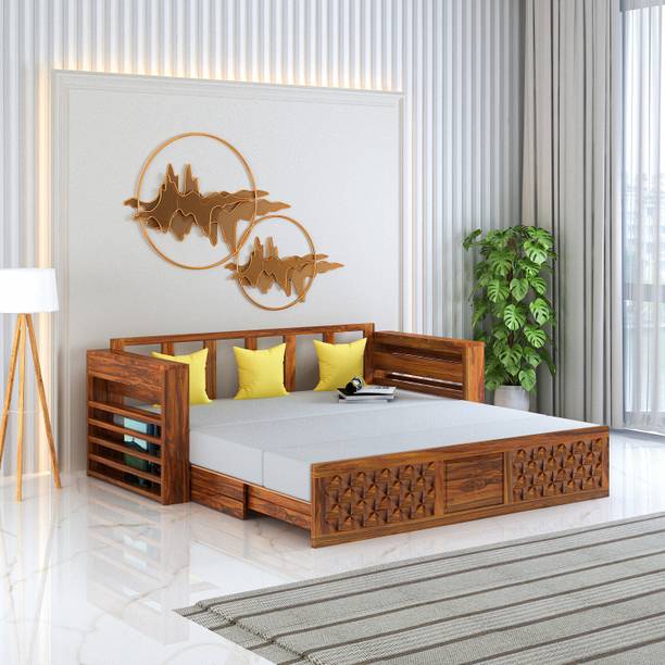 CARLTON LONDON 3 Seater Double Solid Wood Pull Out Sofa Cum Bed