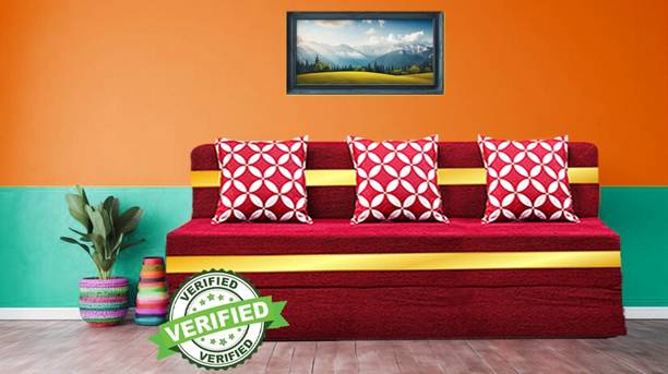 Little Smile 5X6 size for 3 Person- Moshi Fabric Washable Cover 3 Seater Double Foam Fold Out Sofa Cum Bed