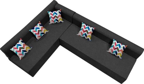 Flipkart Perfect Homes L Shape Three + Three 5 Seater Double Foam Fold Out Sofa Cum Bed