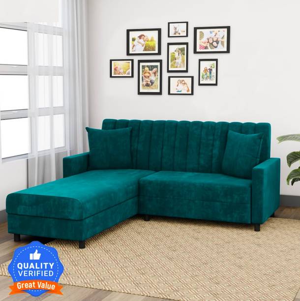 TAPODHANI INTERNATIONAL L Shaped 5 Seater Double Engineered Wood Pull Out Sofa Sectional Bed