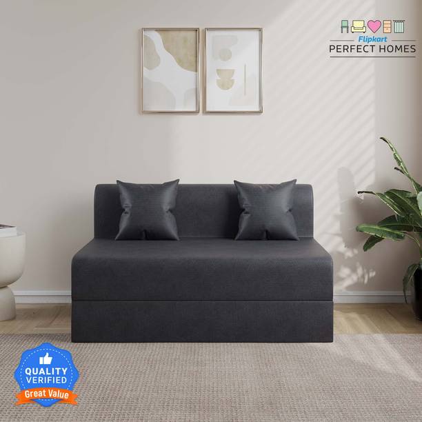 Flipkart Perfect Homes Sit2Sleep Comfort For All 4X6 Jute Fabric for 2 Person 2 Seater Double Foam Fold Out Sofa Cum Bed