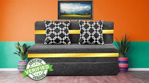 Little Smile 4X6 size for 2 Person- Moshi Fabric Washable Cover 2 Seater Double Foam Fold Out Sofa Cum Bed