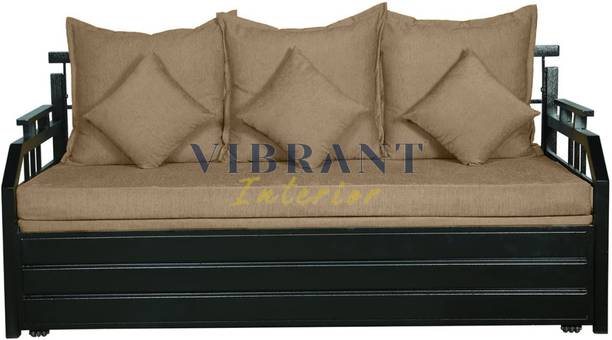 Vibrant Interior BALASAM CAMEL 6X6 3 Seater Double Metal Pull Out Sofa Cum Bed