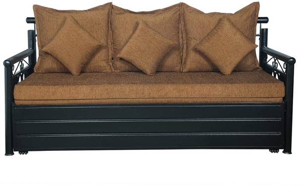 Vibrant Interior Sofia Gold (6x5) 3 Seater Double Metal Pull Out Sofa Cum Bed