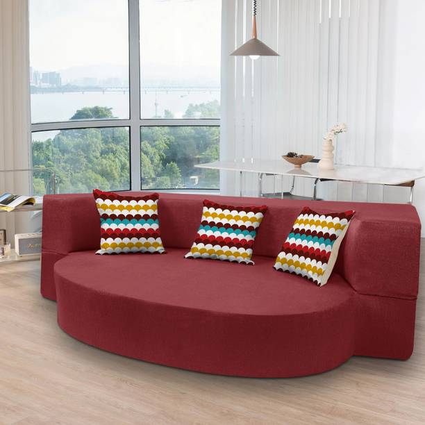 Flipkart Perfect Homes Sleeper Round Sofa futon Couch 3 Seater Double Foam Fold Out Sofa Cum Bed