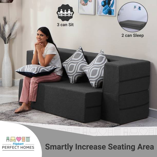 Flipkart Perfect Homes Cambridge 72"x20"x33" 3 Seater Double Foam Fold Out Sofa Cum Bed