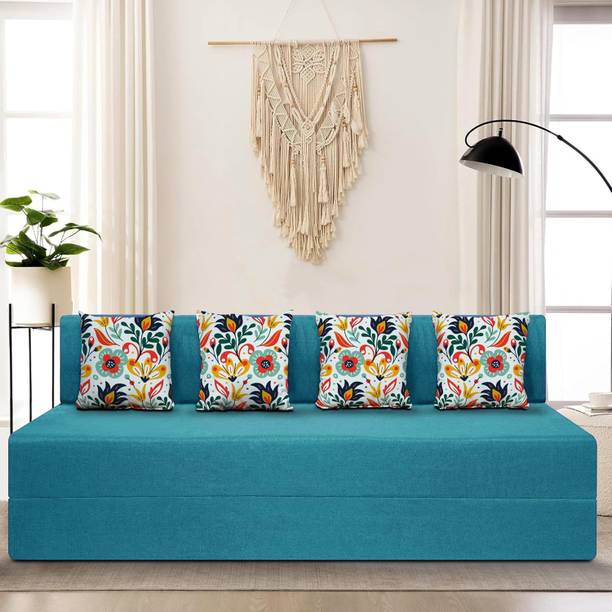 Little Smile 6X6 size for 4 Person- Moshi Fabric Washable Cover 4 Seater Double Foam Fold Out Sofa Cum Bed