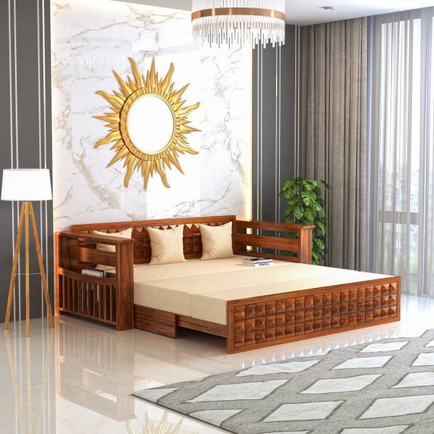 CARLTON LONDON 3 Seater Double Solid Wood Pull Out Sofa Cum Bed