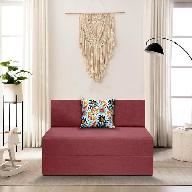 Little Smile 3X6 size for 1 Person- Moshi Fabric Washable Cover 1 Seater Single Foam Fold Out Sofa Cum Bed
