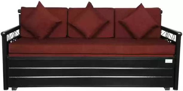 Om Woods OM WOODS SOFA CUM BED 01 3 Seater Double Metal Pull Out Sofa Cum Bed