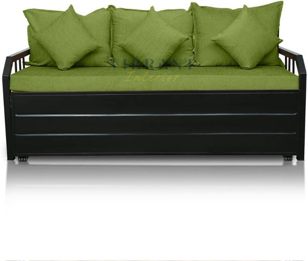Vibrant Interior Orchid Green (6x6) 3 Seater Double Metal Pull Out Sofa Cum Bed