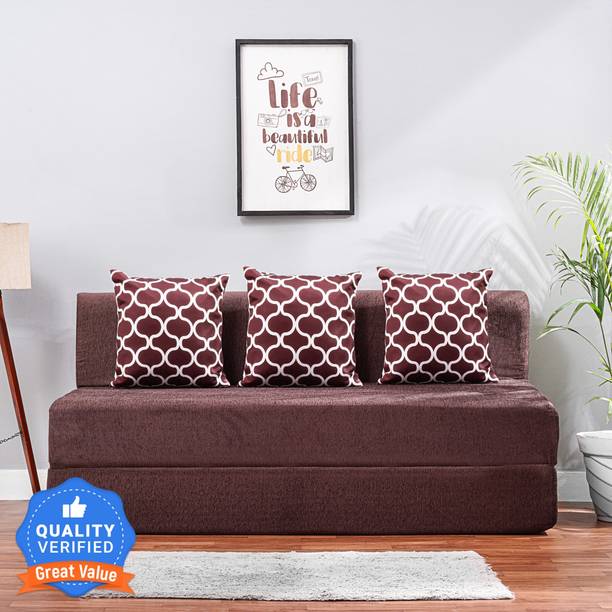 Solis Primus-comfort for all 5X6 size for 3 Person- MOLFINO Fabric Washable Cover 3 Seater Double Foam Fold Out Sofa Cum Bed