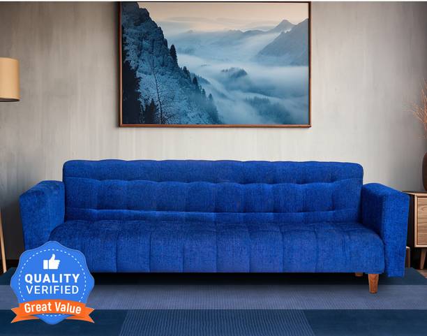 Seventh Heaven Lisbon Neo 3 Seater Wooden Sofa cum Bed, Chenille Molfino Fabric 72x36x16 3 Seater Single Solid Wood Pull Out Sofa Cum Bed