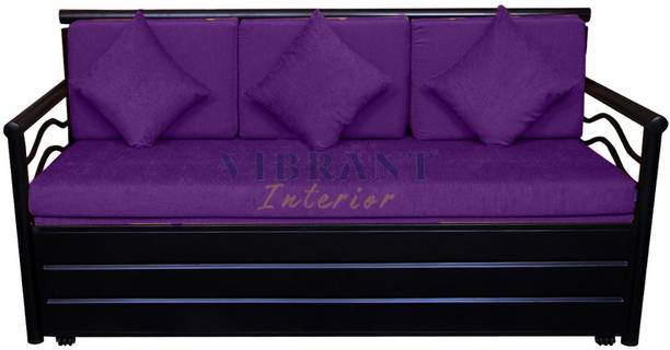 Vibrant Interior Nancy Purple (6x5) 3 Seater Double Metal Pull Out Sofa Cum Bed