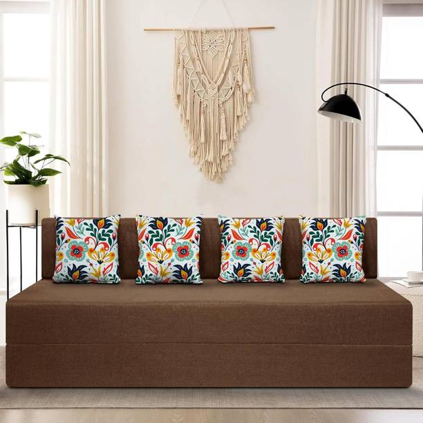 Little Smile 6X6 size for 4 Person- Moshi Fabric Washable Cover 4 Seater Double Foam Fold Out Sofa Cum Bed