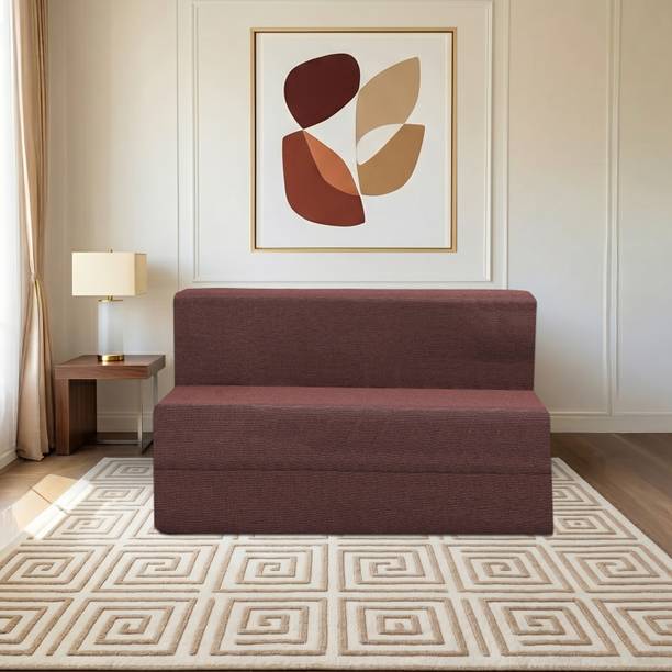 Comfort Mantra 2 Seater 6*4 Jute Fabric Washable Cover Sofa cum Bed 2 Seater Double Foam Fold Out Sofa Cum Bed