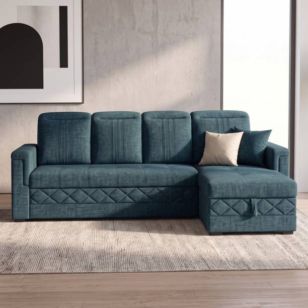 CASPIAN L-shaped-sofa-cum-bed 4 Seater Double Solid Wood Pull Out Sofa Cum Bed