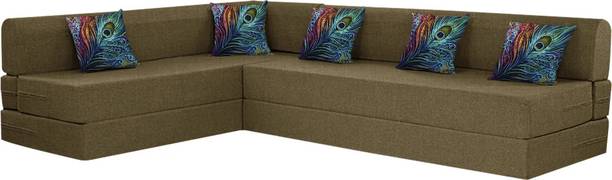 Flipkart Perfect Homes L Shape Three + Three 5 Seater Double Foam Fold Out Sofa Cum Bed