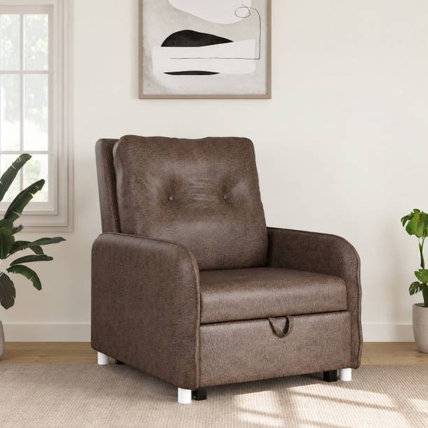 RECLINEX INDIA 1 Seater Single Solid Wood Pull Out Sofa Cum Bed