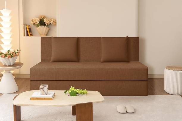 LIVEWELL GO Premium Quality Jute Fabric Lightweight Easy 2 Seater Double Foam Fold Out Sofa Cum Bed