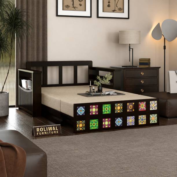 Roliwal Pure Sheesham 2 Seater Sofa Cum Bed 2 Seater Double Solid Wood Pull Out Sofa Cum Bed