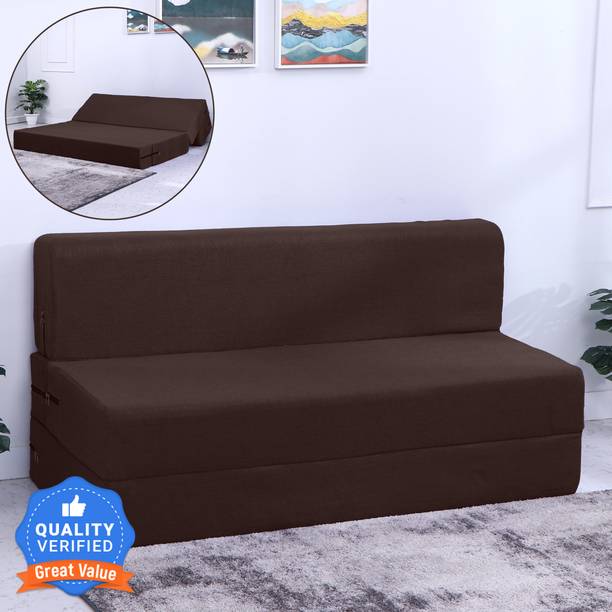 Flipkart Perfect Homes Exotica 72x48x8 inch|Low Floor, Washable Jute Fabric 2 Seater Double Foam Fold Out Sofa Cum Bed