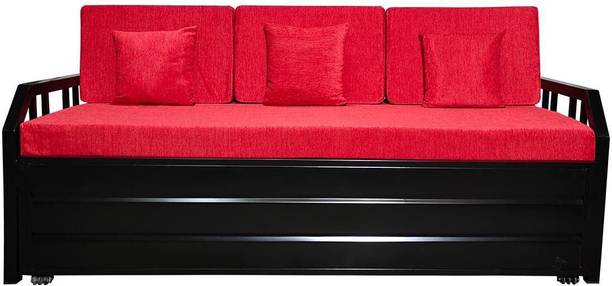 ROYAL METAL FURNITURE Queen Size With Bonded Mattress 3 Seater Double Metal Pull Out Sofa Cum Bed
