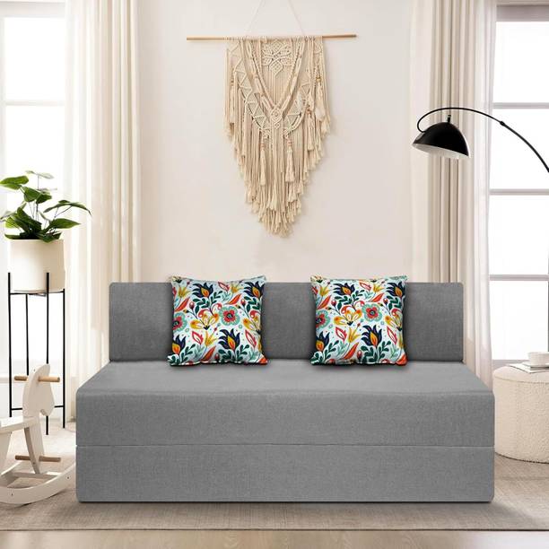 Little Smile 4X6 size for 2 Person- Moshi Fabric Washable Cover 2 Seater Double Foam Fold Out Sofa Cum Bed