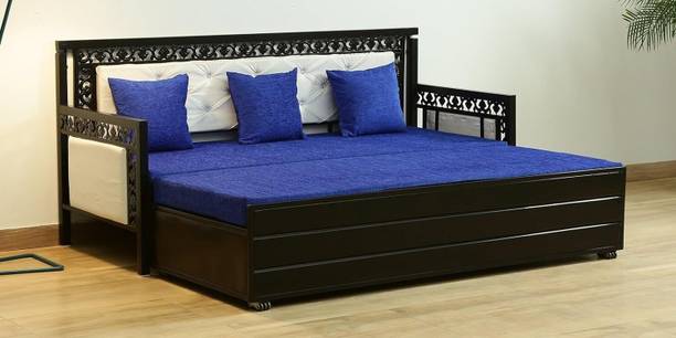 Zkazaa Furniture 3 Seater Double Metal Pull Out Sofa Cum Bed