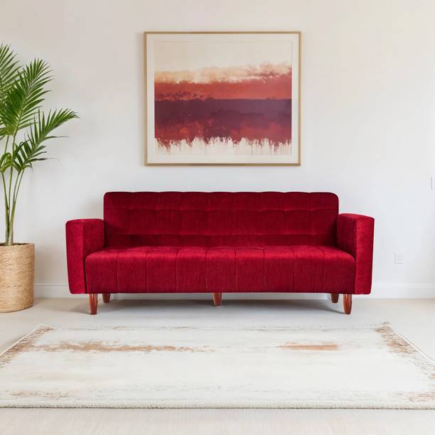 Seventh Heaven Lisbon 3 Seater Wooden Sofa cum Bed, Chenille Molfino Fabric 72x44x16 3 Seater Double Solid Wood Pull Out Sofa Cum Bed