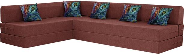 Flipkart Perfect Homes L Shape Three + Three 5 Seater Double Foam Fold Out Sofa Cum Bed