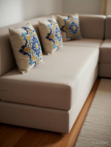 TIRTHANKARA L Shaped 5 Seater Double Foam Fold Out Sofa Cum Bed