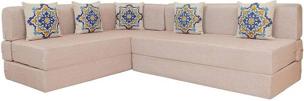 TIRTHANKARA L Shaped 5 Seater Double Foam Fold Out Sofa Cum Bed