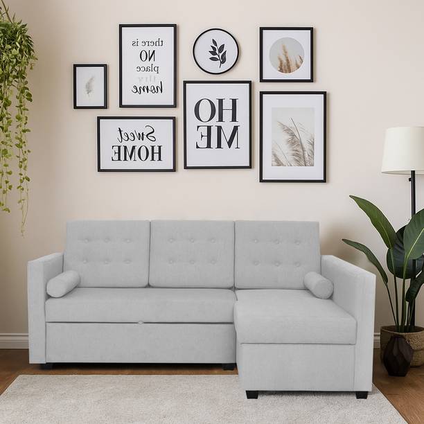 Casaliving Megan RHS 4 Seater Single Solid Wood Pull Out Sofa Sectional Bed