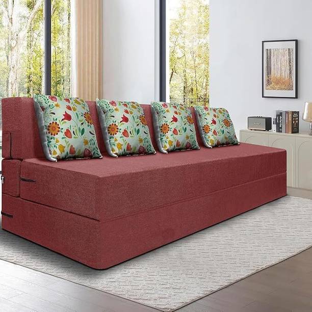 MARK decor 4 Seater Single Foam Fold Out Sofa Cum Bed