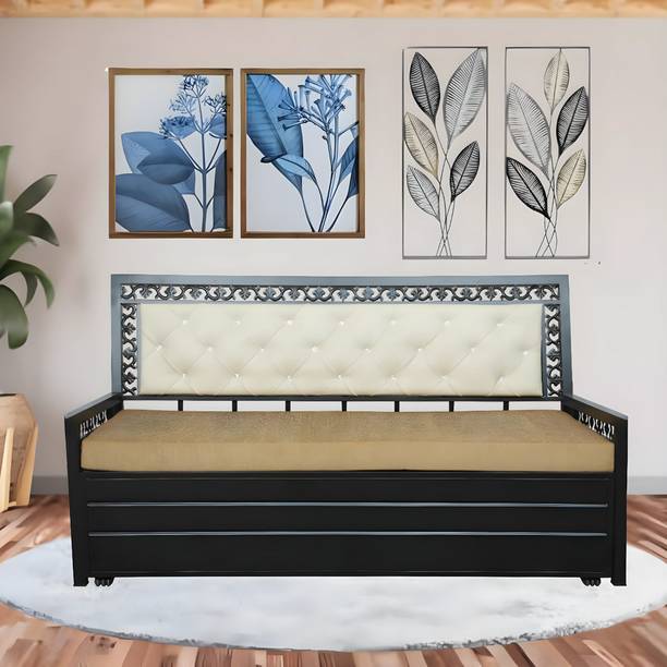 Lakecity group Romania Camel (6x4) 4 Seater Single Metal Pull Out Sofa Cum Bed