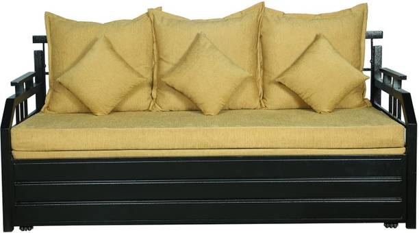Vibrant Interior Balasam Camel (6x5) 3 Seater Double Metal Pull Out Sofa Cum Bed