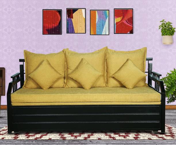 Vibrant Interior Balsam Camel (6x5) 3 Seater Double Metal Pull Out Sofa Cum Bed