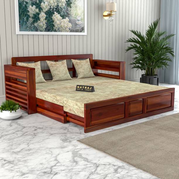 NATRAJ ART & CRAFT Sheesham Wooden for Living Room Bedroom Hotel 3 Seater Double Solid Wood Pull Out Sofa Cum Bed