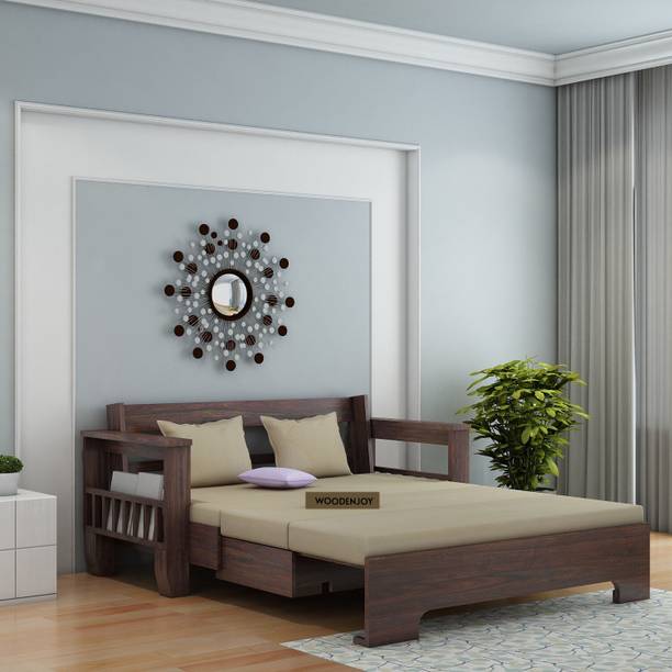 WOODENJOY Sheesham Wood Sofa Cum Bed For Living Room/Home 3 Seater Double Solid Wood Pull Out Sofa Cum Bed