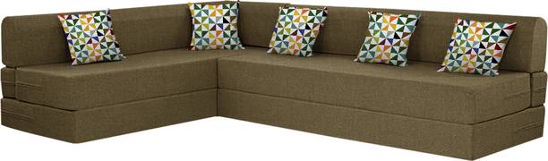 SLEEP ZONE L Shape 4 Seater Double Foam Fold Out Sofa Cum Bed