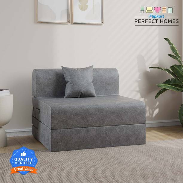 Flipkart Perfect Homes Sit2Sleep Comfort For All 3X6 Jute Fabric for 1 Person 1 Seater Single Foam Fold Out Sofa Cum Bed