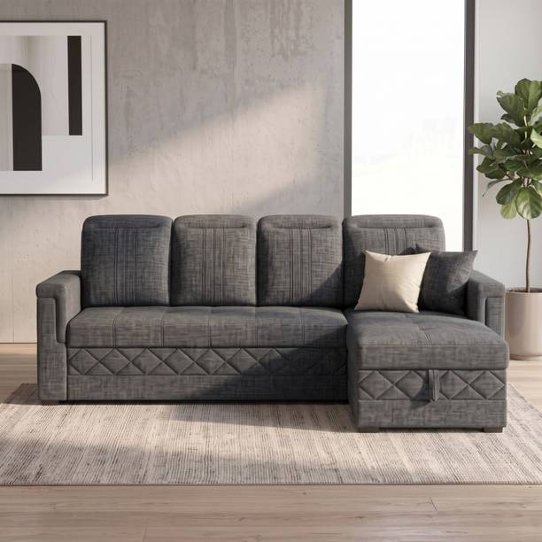 CASPIAN L-shaped-sofa-cum-bed 4 Seater Double Solid Wood Pull Out Sofa Cum Bed