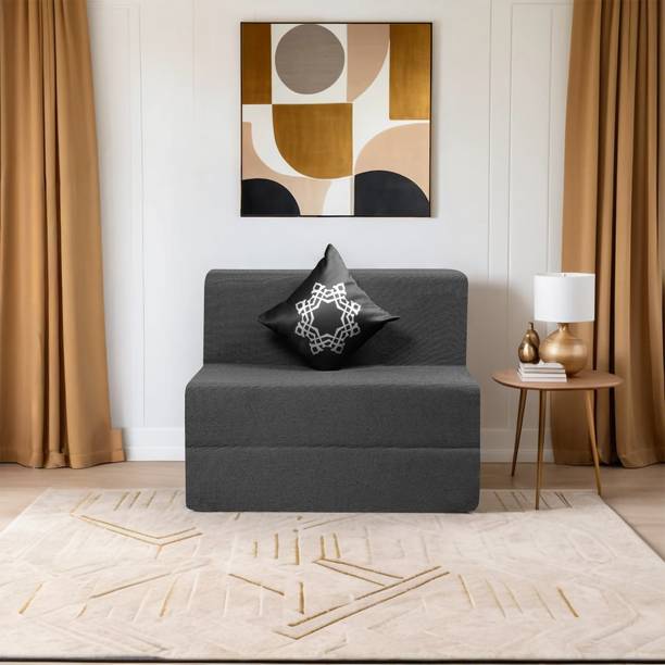 Comfort Mantra Comfort Mantra 6*2.5 Jute Fabric Washable Cover with 1 Cushion 1 Seater Double Foam Fold Out Sofa Cum Bed