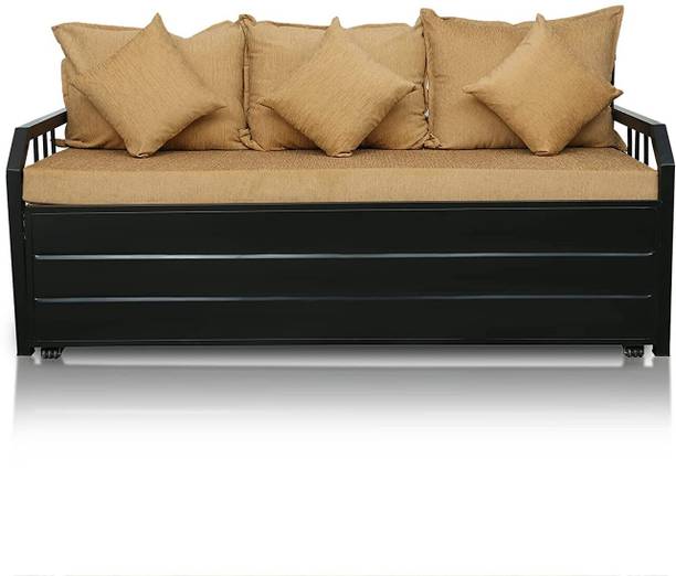 Zkazaa Furniture Metal Sofa Cum Bed 3 Seater Single Metal Pull Out Sofa Cum Bed